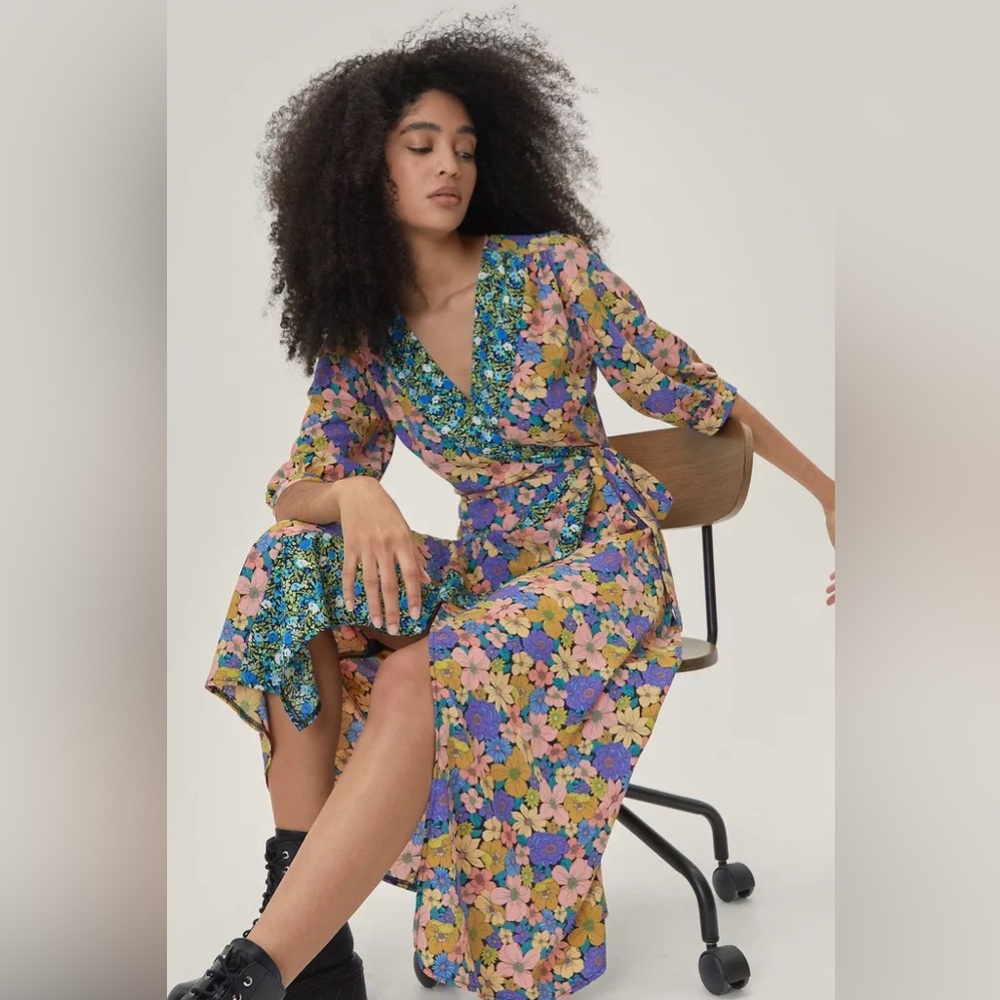 Mix and Match Floral Wrap Dress